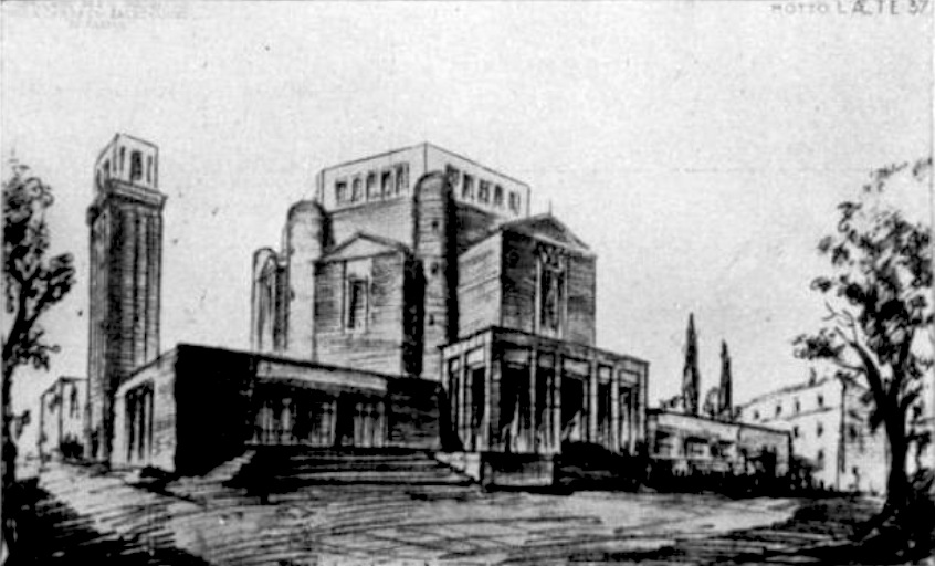 La chiesa del sacro Cuore di Parma progettata da Carlo Pouchain, iniziata ma mai terminata
