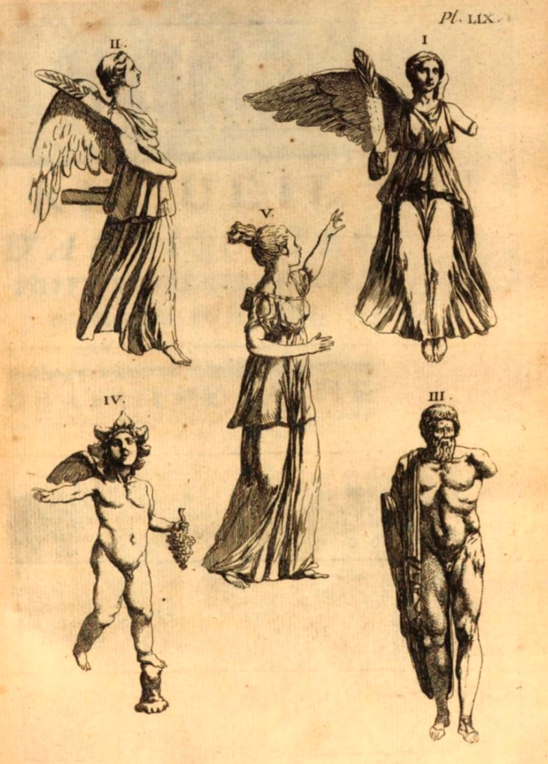 Reperti romani ritrovati a Velleia ma mai esposti perché donati dal duca Filippo di Borbone al conte di Caylus, immagine da Recueil d'antiquités égyptiennes, étrusques, grecques, romaines et gauleoises, volume IV