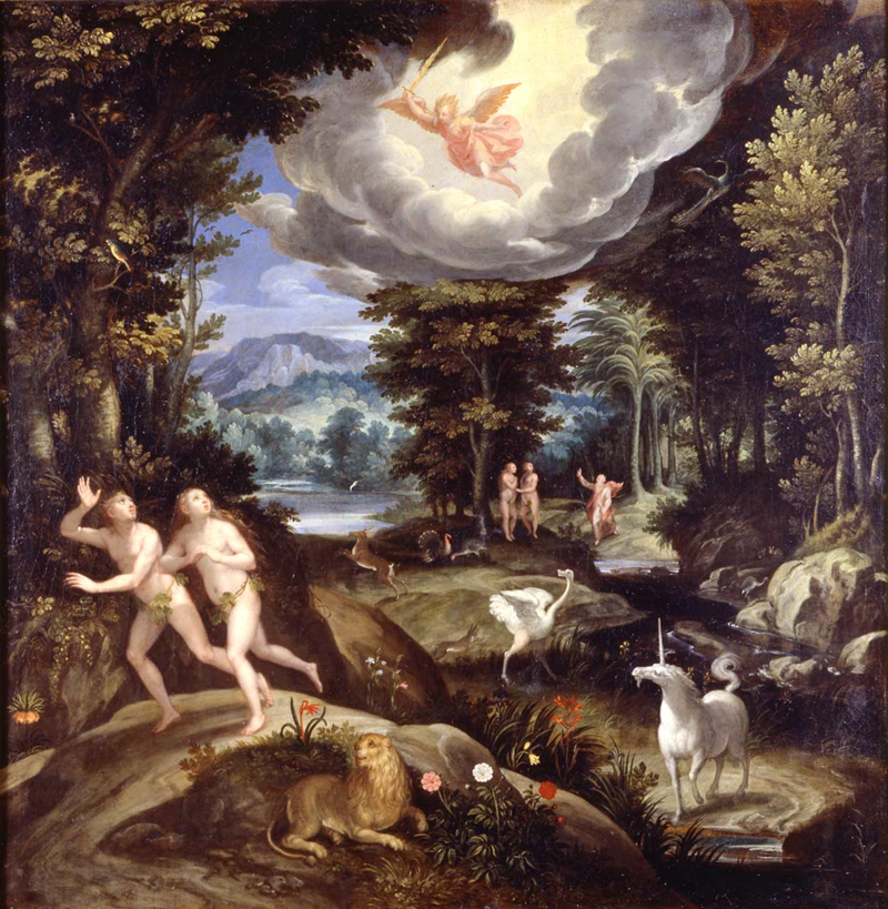 Cacciata dal Paradiso terrestre, dipinto di Jean Soens, 1588 ca., Galleria Nazionale di Parma